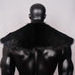 L'VOW Men's Viking Fur Collar Medieval Renaissance Wrap King Warrior Cape Shawl Halloween LARP Winter Cosplay Costume Brown-1