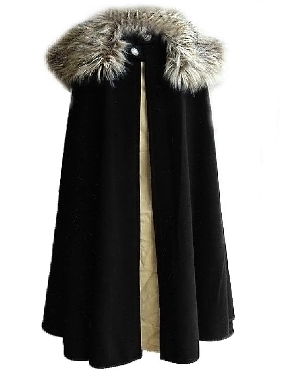 MSOrient Mens Medieval Viking Cloak Fur Cape Cosplay Costume Renaissance King With Fur Cloak Halloween Costume Small Brown