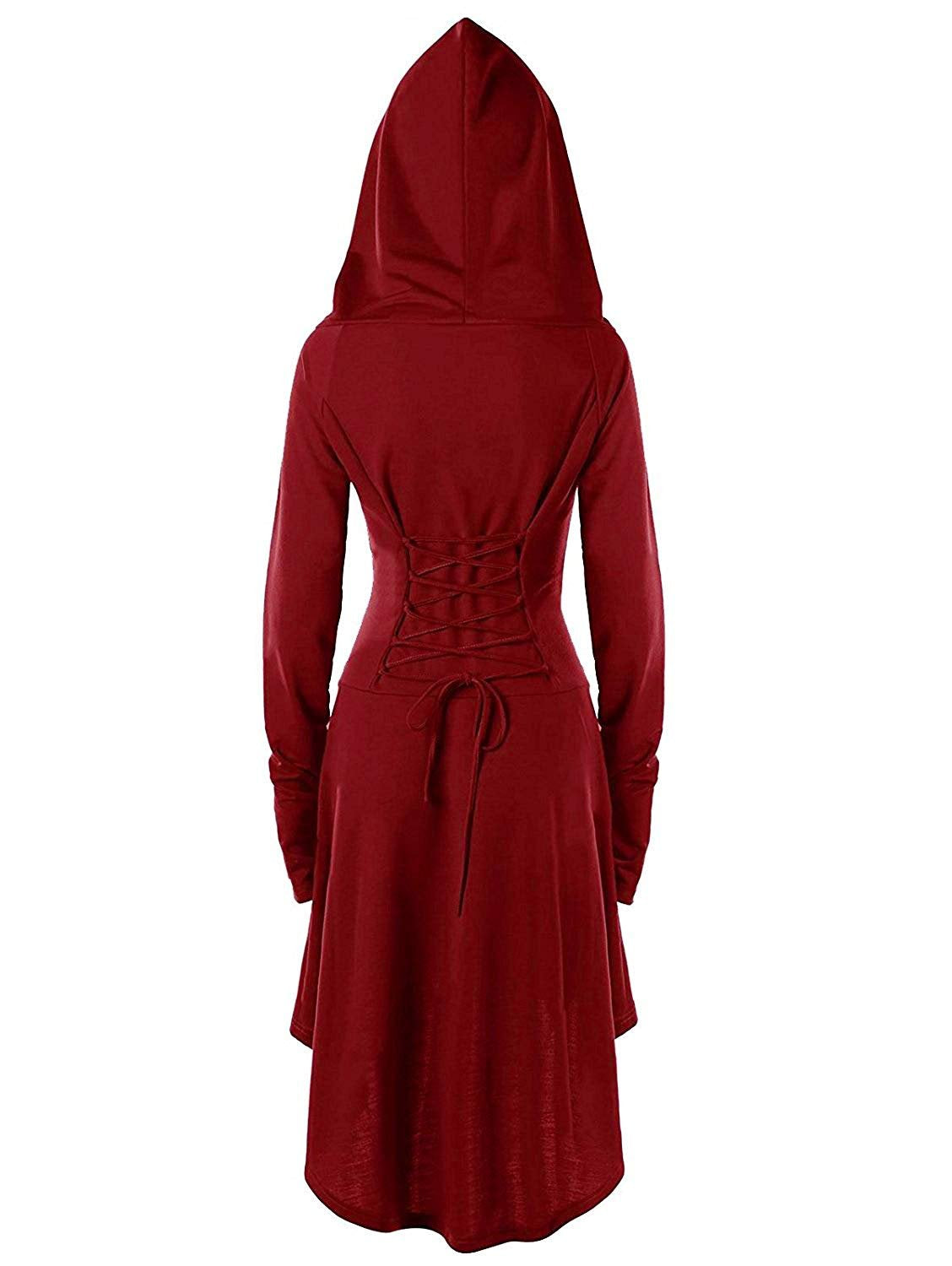 Womens Renaissance Costumes Hooded Robe Lace Up