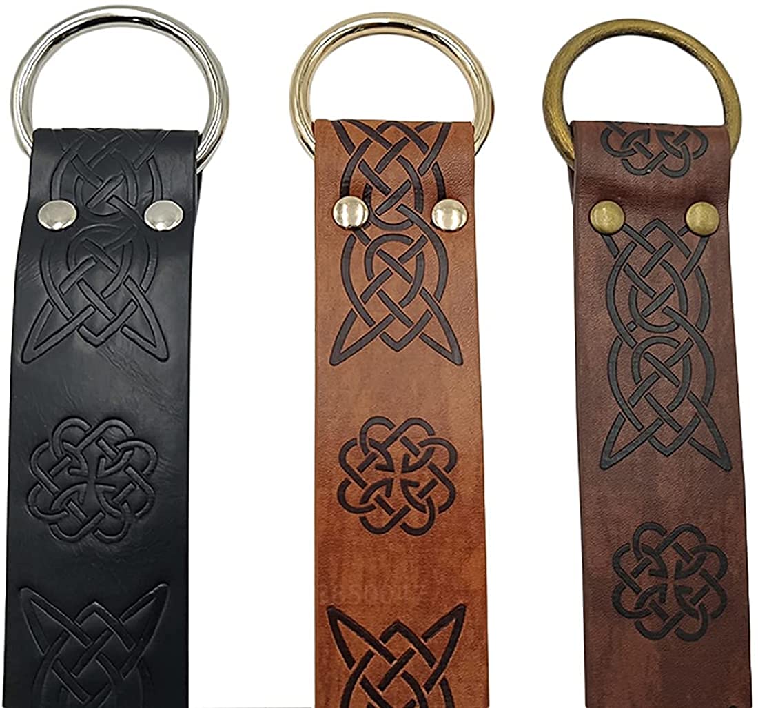 Dark Brown Celtic Knot Embossed PU Leather Medieval Viking Belt