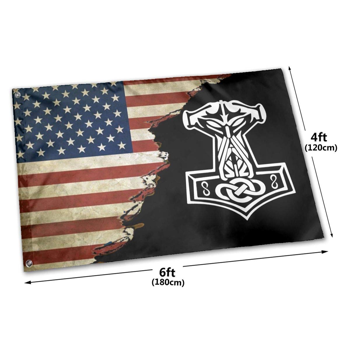 In Odin We Trust Thor Mjolnir American Viking Flag