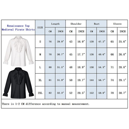 Men's Renaissance Victorian Medieval Pirate Shirt Lace Up Costume Top
