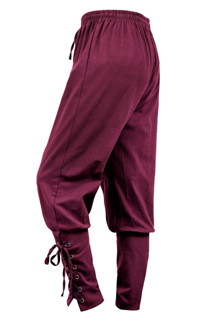 Men's Ankle Banded Cuff Renaissance Medieval Viking Pants