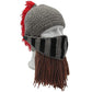 Creative Barbarian Knit Beard Hat Funny Knit Hat Wig Beanie Hat Beard Facemask V-brown