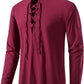 Men's Long Sleeve Shirts Retro Style Lace up for Medieval,Viking,Hippie Halloween Cosplay Pirate Renaissance Costume Small Khaki