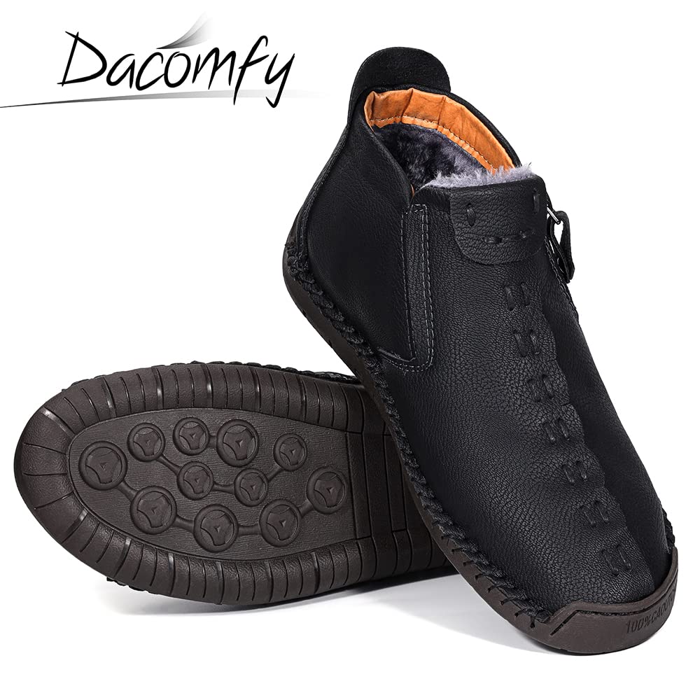 Dacomfy Mens Boots, Medieval Boots Leather Renaissance Shoes Mens Loafers, Casual Shoes Slip On Shoes Side Zipper Black Brown Khaki Green 10