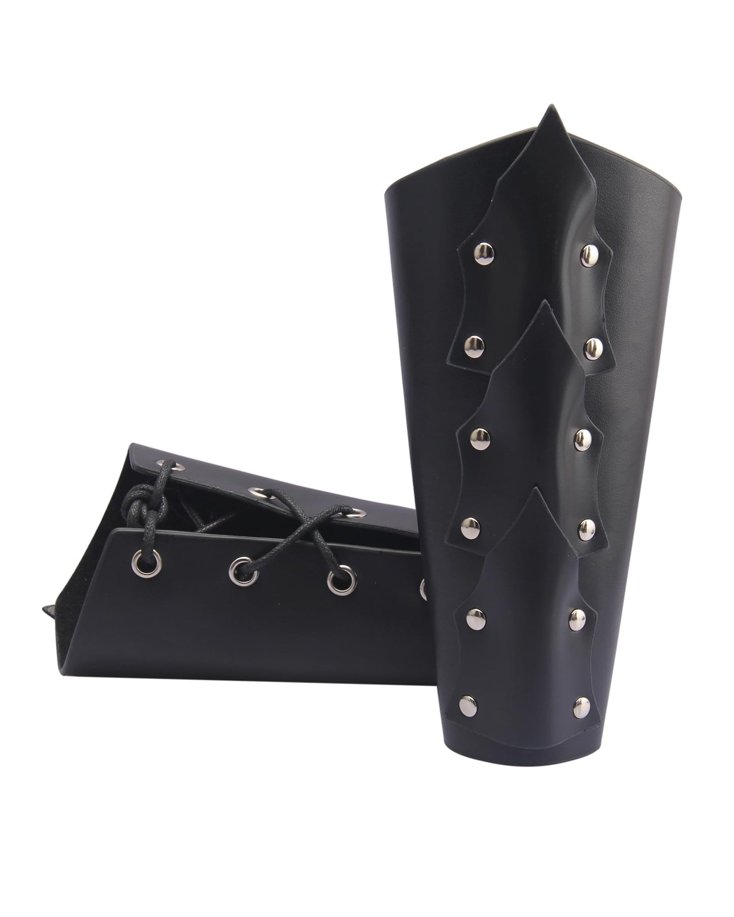 GelConnie Leather Gauntlet Wristband Viking Leather Arm Guard Medieval Armor Bracers Leather Armband Wrist Guards Cosplay Black Leather Bracers