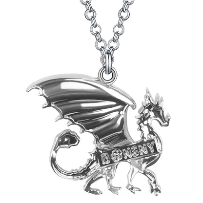 Enamel Alloy Dragon Pendant Necklace - Fantasy Dinosaur Charm Gift for Women - Blue