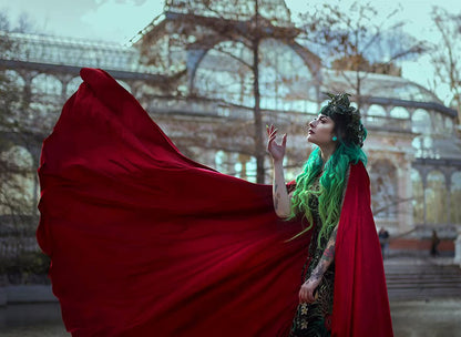 HOMELEX Black Witch Velvet Cloak Halloween Maleficent Hooded Cape Queen King Robe Outfit Renaissance Medieval Costume Green