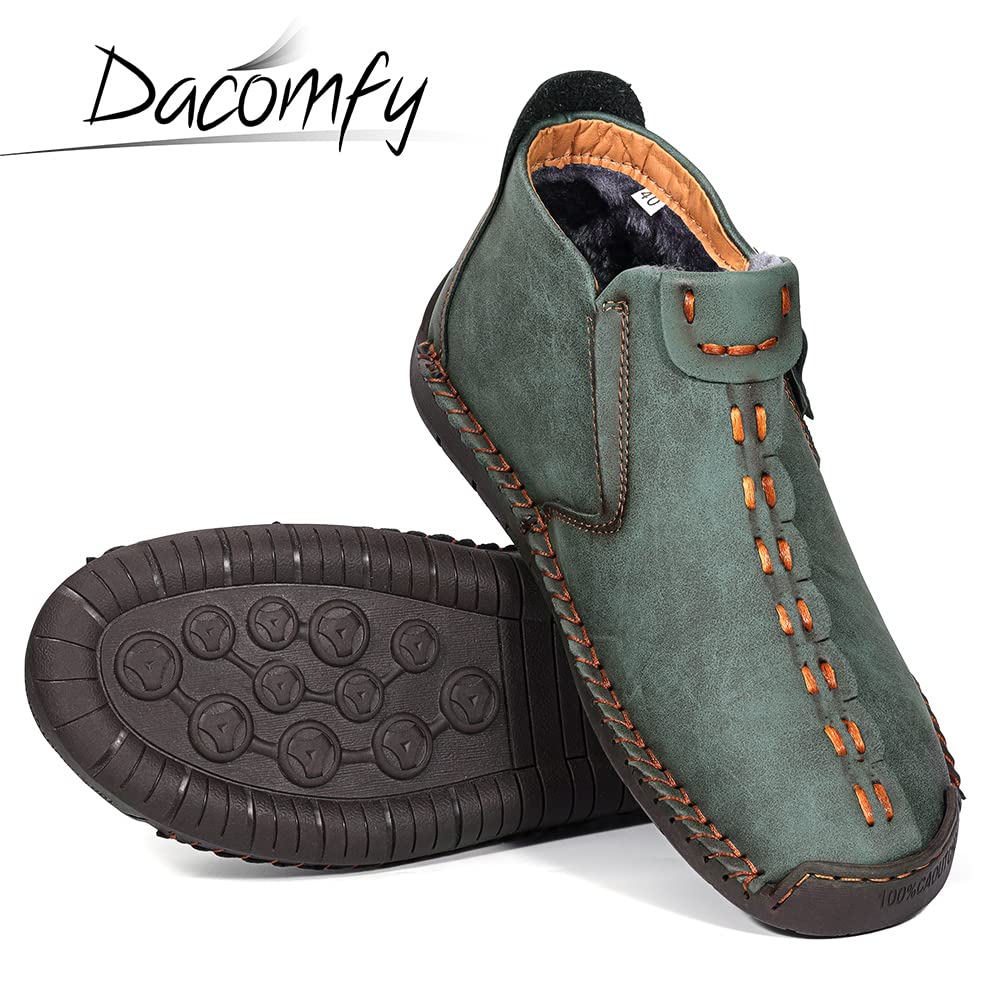 Dacomfy Mens Boots, Medieval Boots Leather Renaissance Shoes Mens Loafers, Casual Shoes Slip On Shoes Side Zipper Black Brown Khaki Green 10