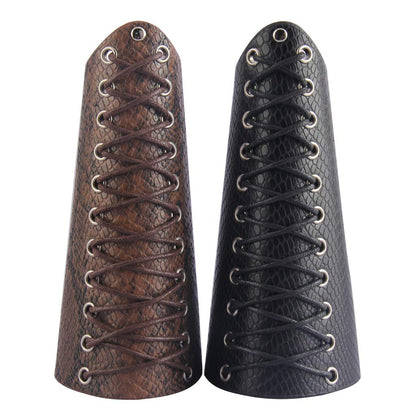 GelConnie Leather Gauntlet Wristband Viking Leather Arm Guard Medieval Armor Bracers Leather Armband Wrist Guards Cosplay Black Leather Bracers
