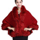 Faux Fur Shawl Wrap Stole Capelet Bridal Winter Wedding with Hook Hooded-black