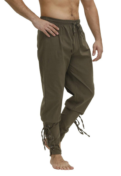 Men's Ankle Banded Cuff Renaissance Medieval Viking Pants