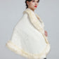 Faux Fur Shawl Wrap Stole Capelet Bridal Winter Wedding with Hook Hooded-black