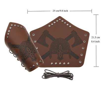 Leather Gauntlet Wristband Medieval Bracers Viking Wrist Guards Archery Guards Bracers Wide Arm Armor Cuff for Women Men 2PCS Knight Wrist Bracers