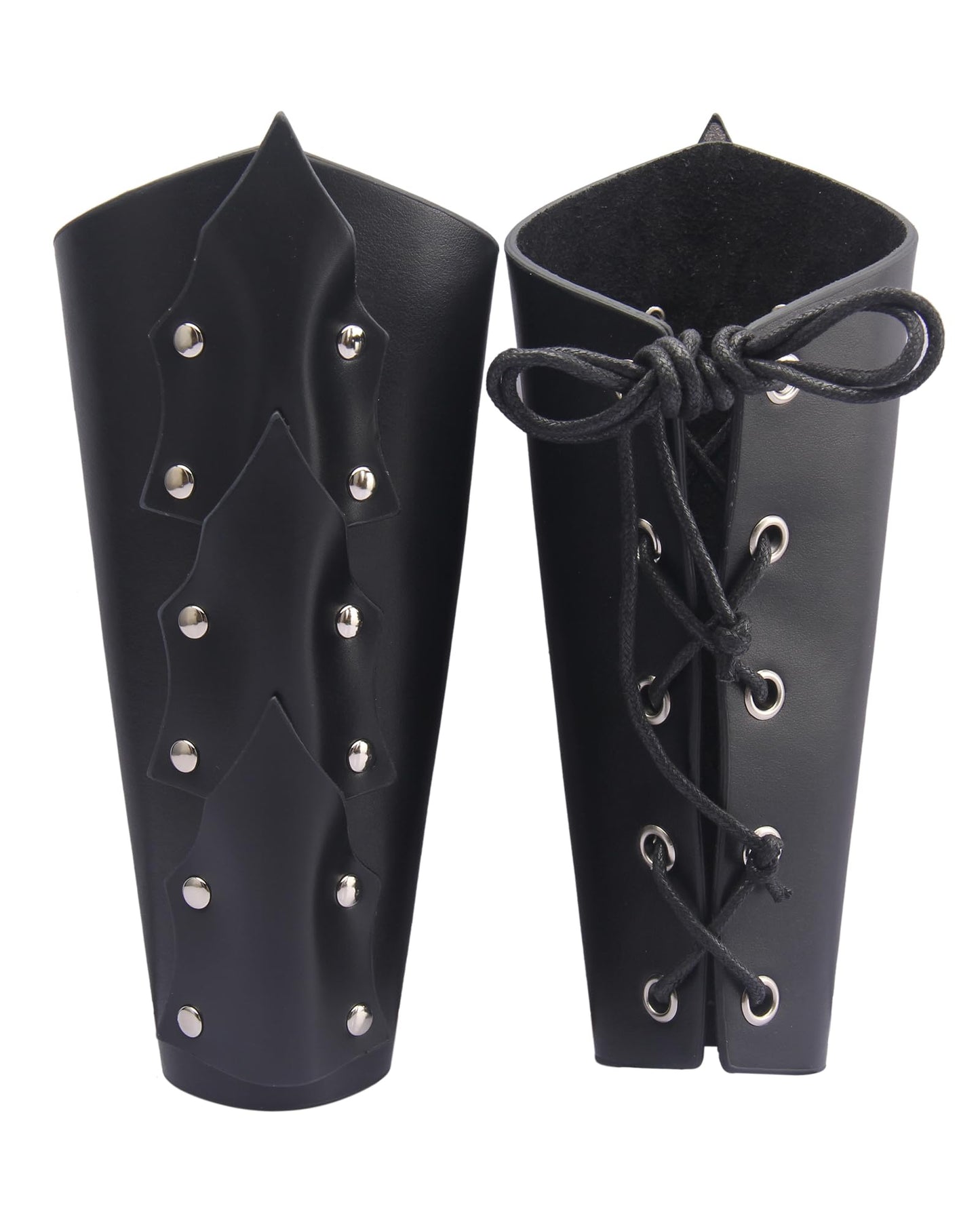 GelConnie Leather Gauntlet Wristband Viking Leather Arm Guard Medieval Armor Bracers Leather Armband Wrist Guards Cosplay Black Leather Bracers