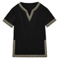 Gafeng Kids Medieval Knight Costume Tunic Renaissance V Neck Shirt Viking Vintage Warrior Halloween Tops Black 10-12 Years