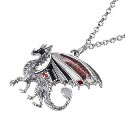 Enamel Alloy Dragon Pendant Necklace - Fantasy Dinosaur Charm Gift for Women - Blue