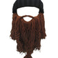 YEKEYI Viking Beard Beanie Horn Hat Winter Warm Mask Knitted Wool Funny Skull Cap One Size Horn Brown