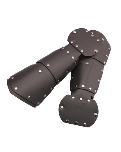 Leather Gauntlet Wristband Medieval Bracers Viking Wrist Guards Archery Guards Bracers Wide Arm Armor Cuff for Women Men 2PCS Knight Wrist Bracers