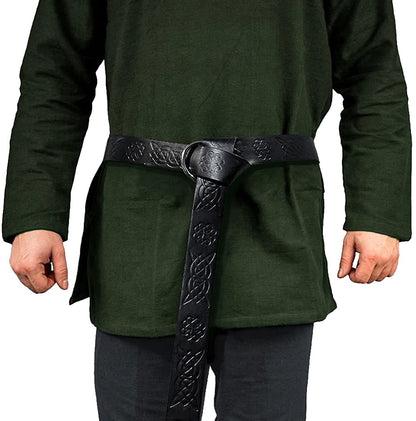 Dark Brown Celtic Knot Embossed PU Leather Medieval Viking Belt