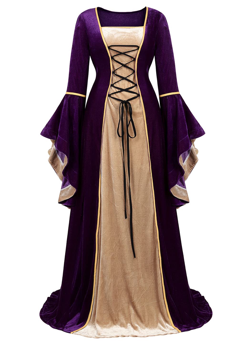 Black Women's Medieval Renaissance Costume Velvet Queen Dresses