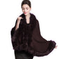 Faux Fur Shawl Wrap Stole Capelet Bridal Winter Wedding with Hook Hooded-black