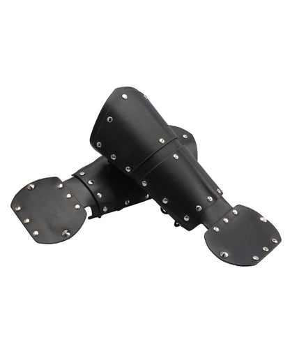 Leather Gauntlet Wristband Medieval Bracers Viking Wrist Guards Archery Guards Bracers Wide Arm Armor Cuff for Women Men 2PCS Knight Wrist Bracers