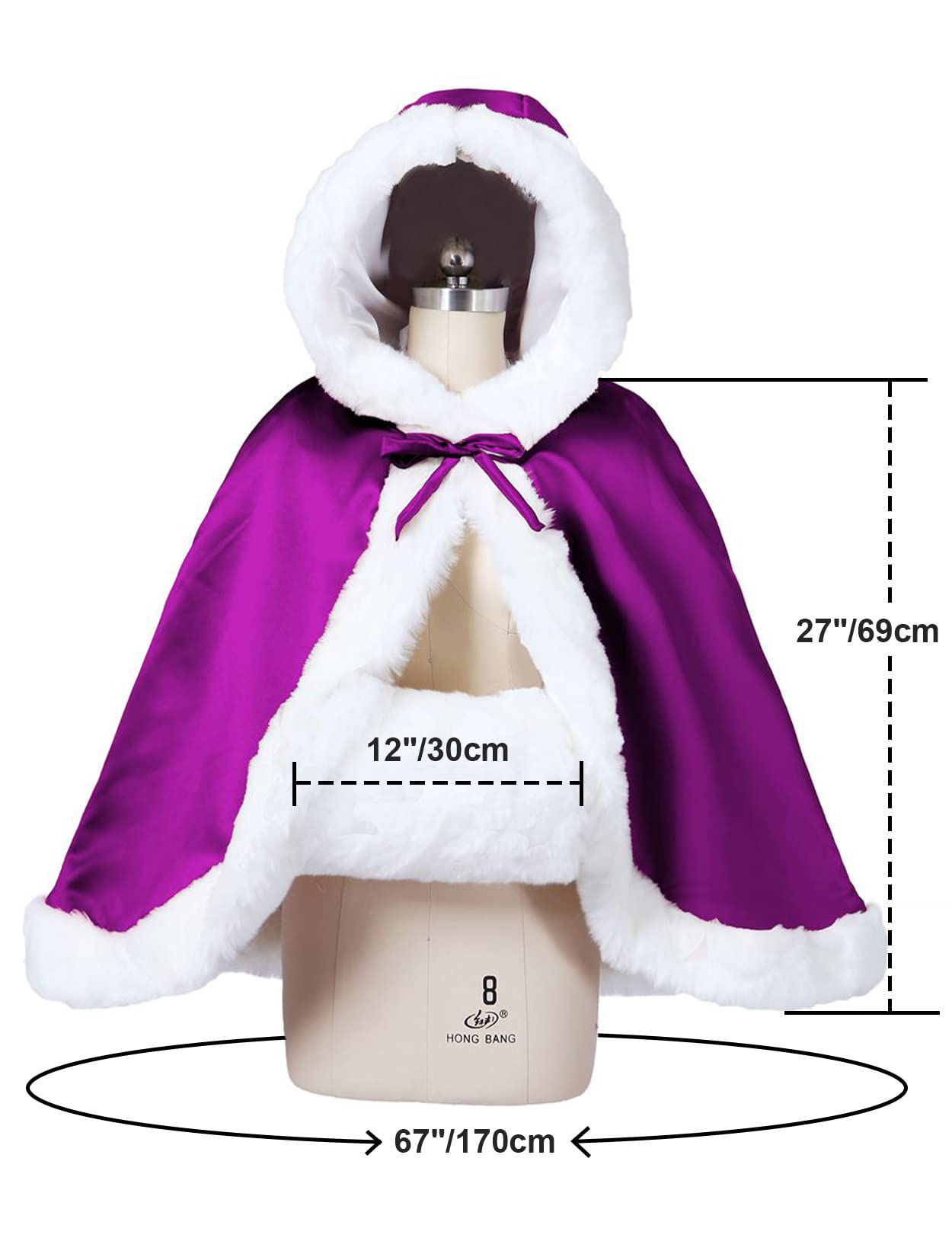 Fur Edged Wedding Capelet with Hood in 18 Colors