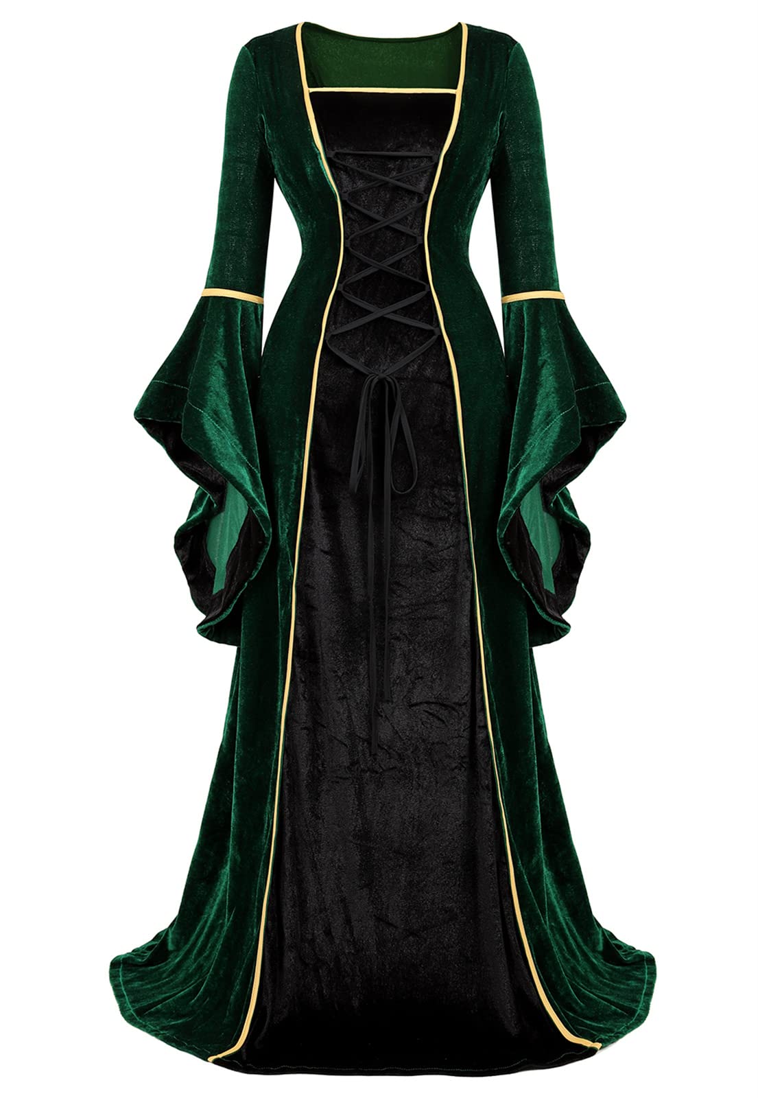 Black Women's Medieval Renaissance Costume Velvet Queen Dresses