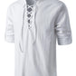 ZEROYAA Men's Medieval Vintage Long Sleeve Lace Up Shirt Renaissance Costume for Halloween Viking Pirate Cosplay XX-Large White