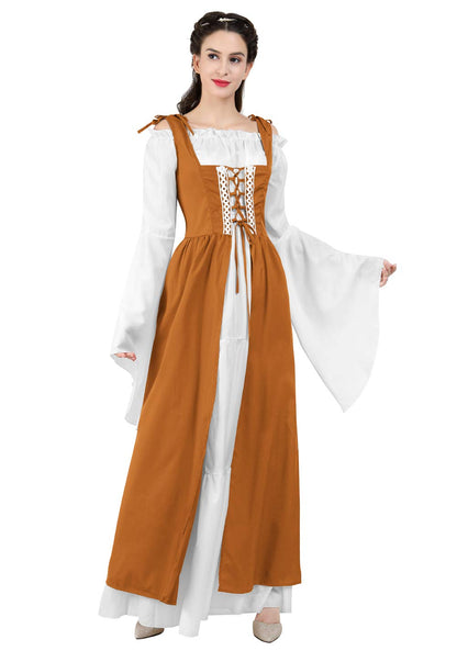 Pink Long Sleeve Irish Renaissance Dress Women's Pirate Costume