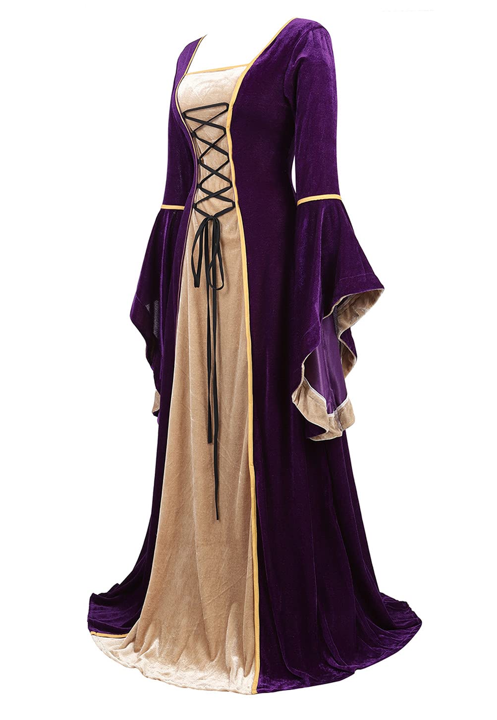 Black Women's Medieval Renaissance Costume Velvet Queen Dresses