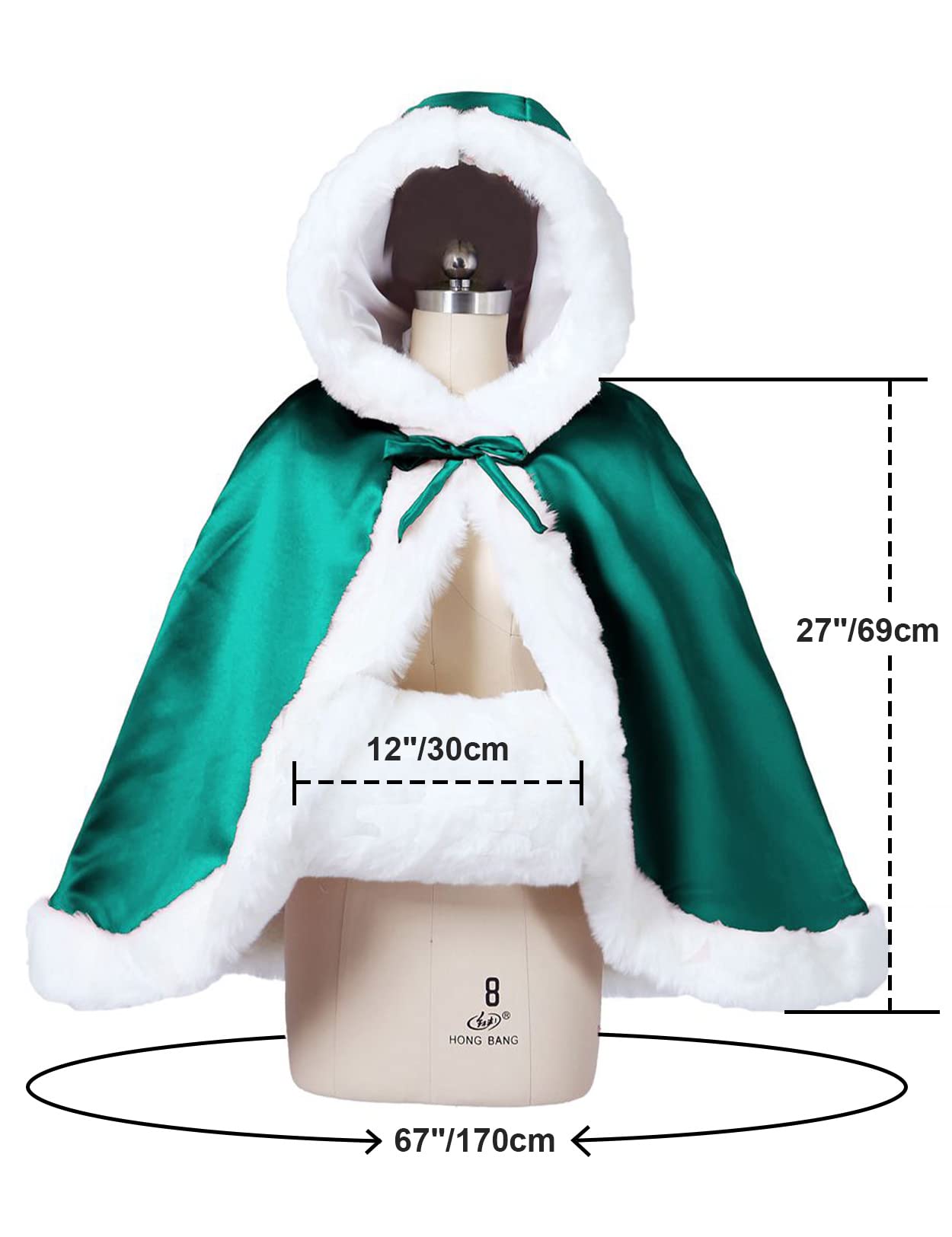 Fur Edged Wedding Capelet with Hood in 18 Colors