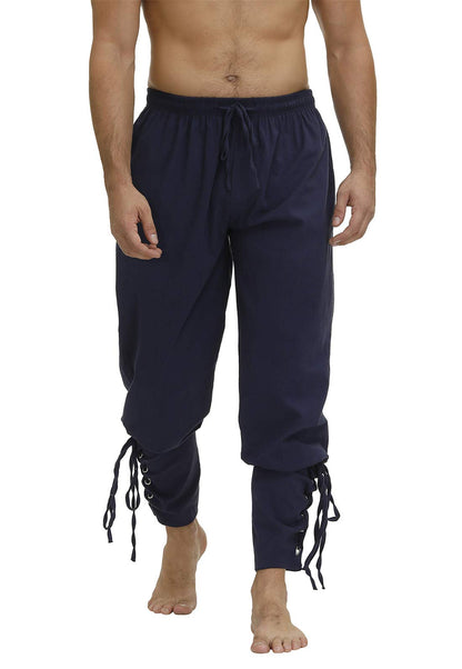 Men's Ankle Banded Cuff Renaissance Medieval Viking Pants