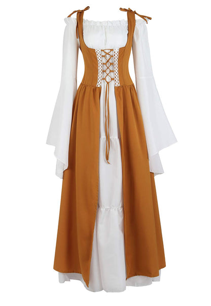 Pink Long Sleeve Irish Renaissance Dress Women's Pirate Costume