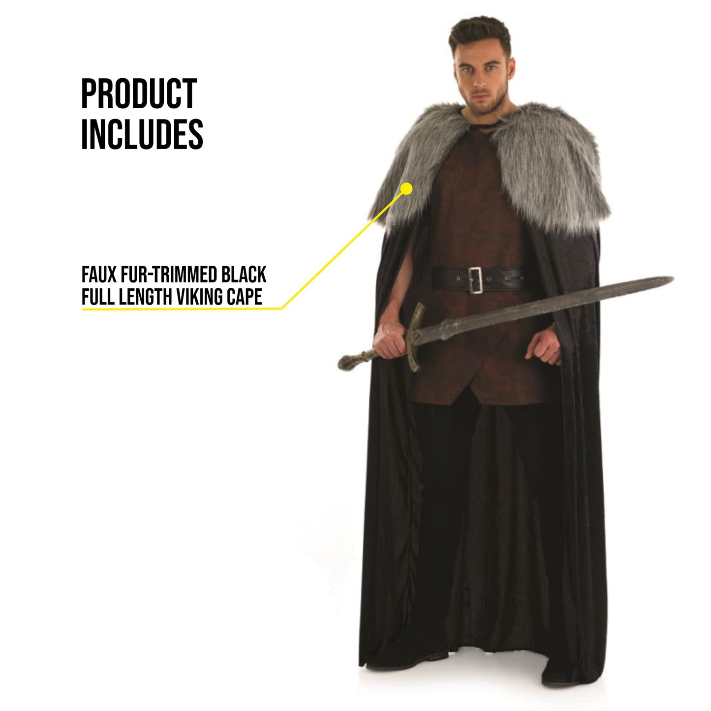 Fun Shack Mens Medieval Costume Warrior Cape Cloak Halloween Costumes for Men - Available in One Size Fits All Fur Trimmed Robe