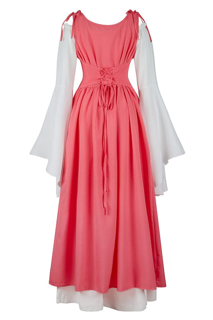 Pink Long Sleeve Irish Renaissance Dress Women's Pirate Costume