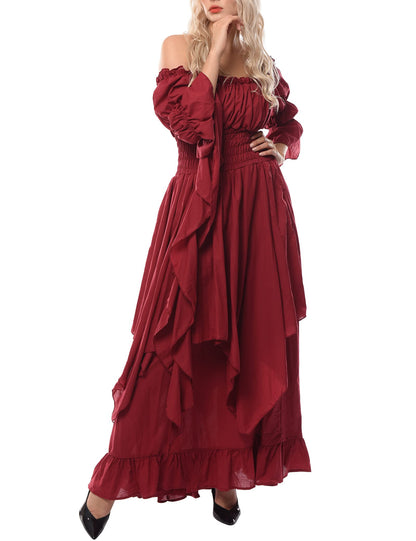 Ruched-Middle Gathered-Sleeve Underdress