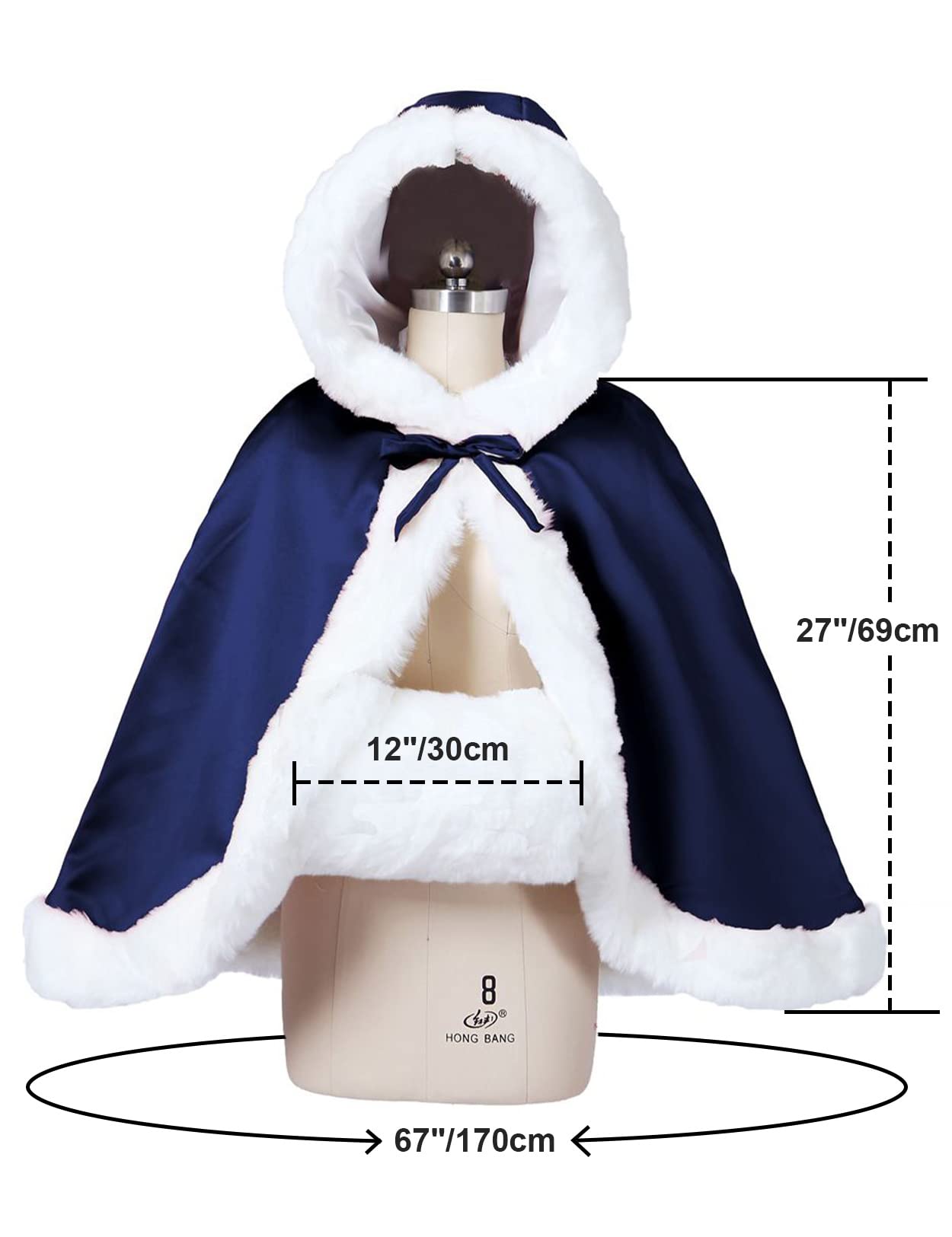 Fur Edged Wedding Capelet with Hood in 18 Colors