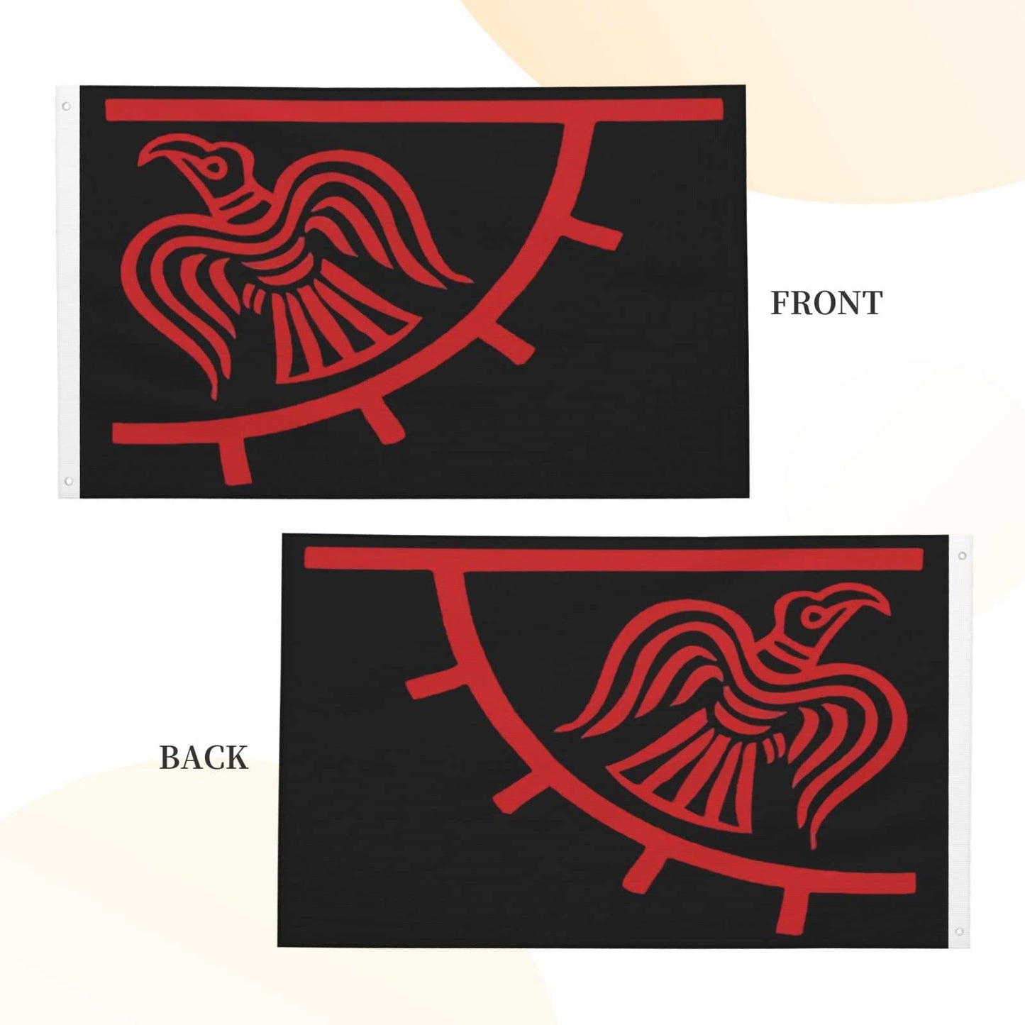 Red and Black Norse Viking Raven Flag 3x5ft