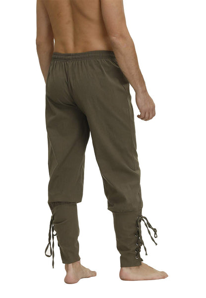 Men's Ankle Banded Cuff Renaissance Medieval Viking Pants