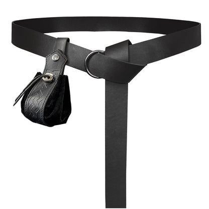 HiiFeuer Medieval O Ring Belt with Portable Drawstring Pouch, Retro Renaissance Faux Leather Belt and Purse Set for LARP Brown C