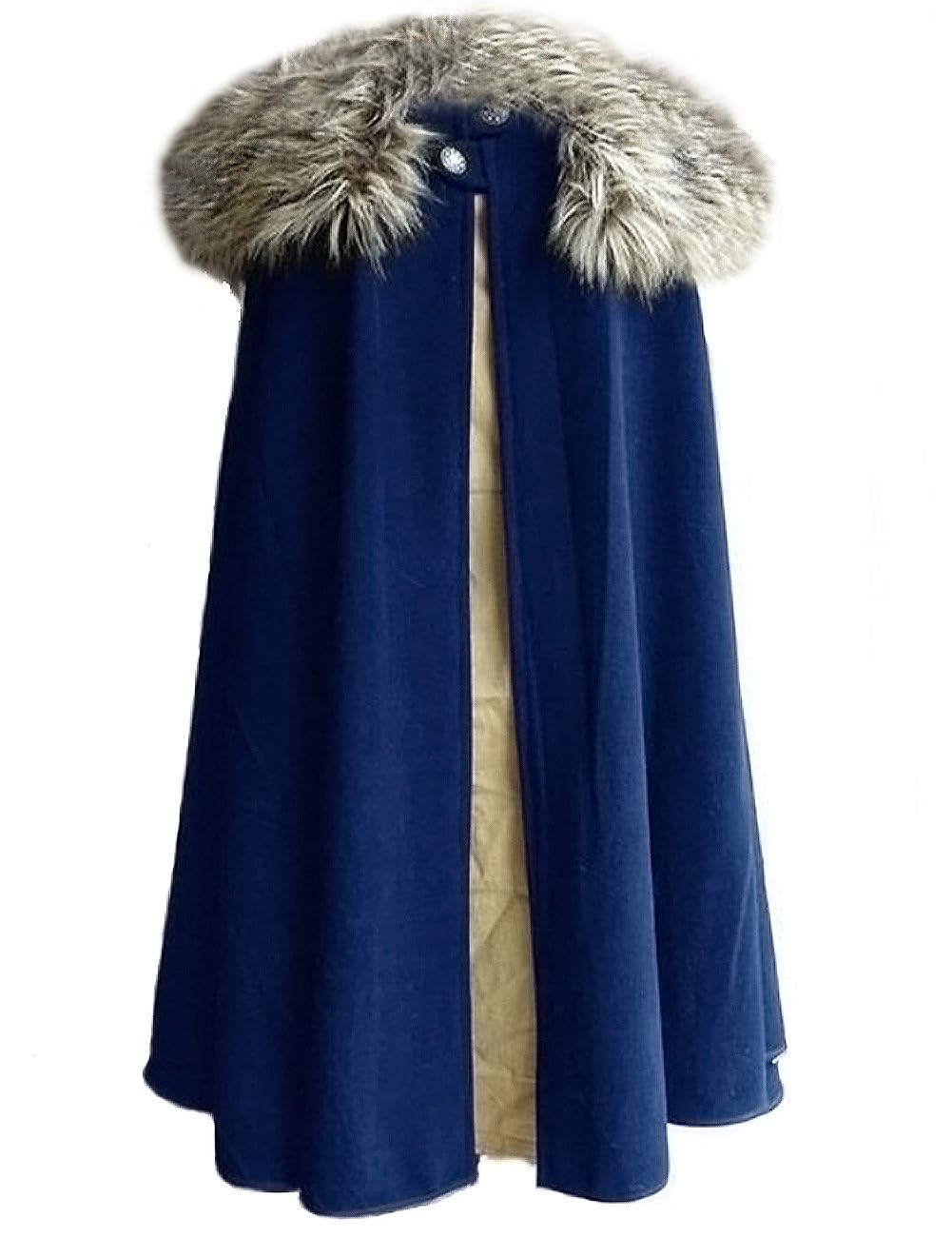 MSOrient Mens Medieval Viking Cloak Fur Cape Cosplay Costume Renaissance King With Fur Cloak Halloween Costume Small Brown