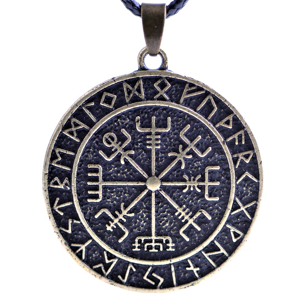 LANGHONG 1PCS Norse Viking Necklace For Men Compass Vegvisir Necklace Original Talisman Jewelry Antique Silver