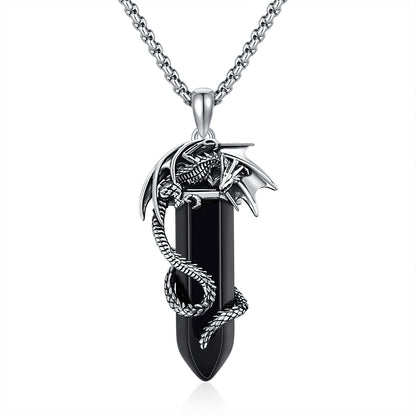AENEAS Turquoise Dragon Necklace for Men - Sterling Silver Gift Jewelry - 20+2''