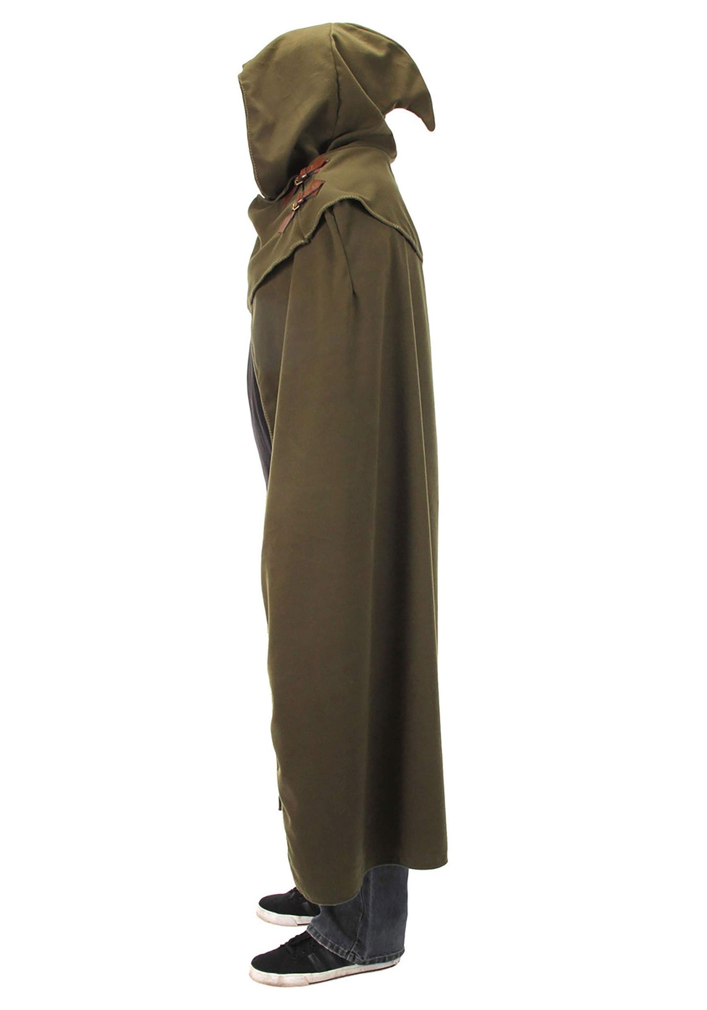 Cowled Cloak with Leather Clasps