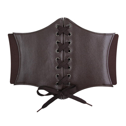 Womens Corset Belts Lace-up Tied Waspie Belt Retro Waist Cinch Belt