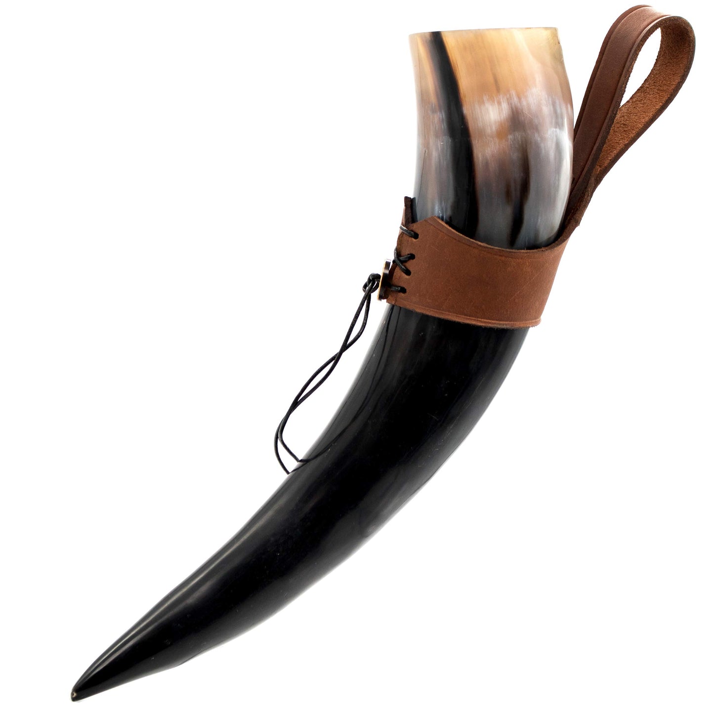 Mythrojan Viking Drinking Horn Black Medieval Beer Drinking Horn Authentic Drinking Horn with Strap Norse Beer Horn Small Drinking Horn Mug Viking Ale Horn Cup 250 ml Viking Drink Horn Replica 8oz 250 ML (Black Strap)