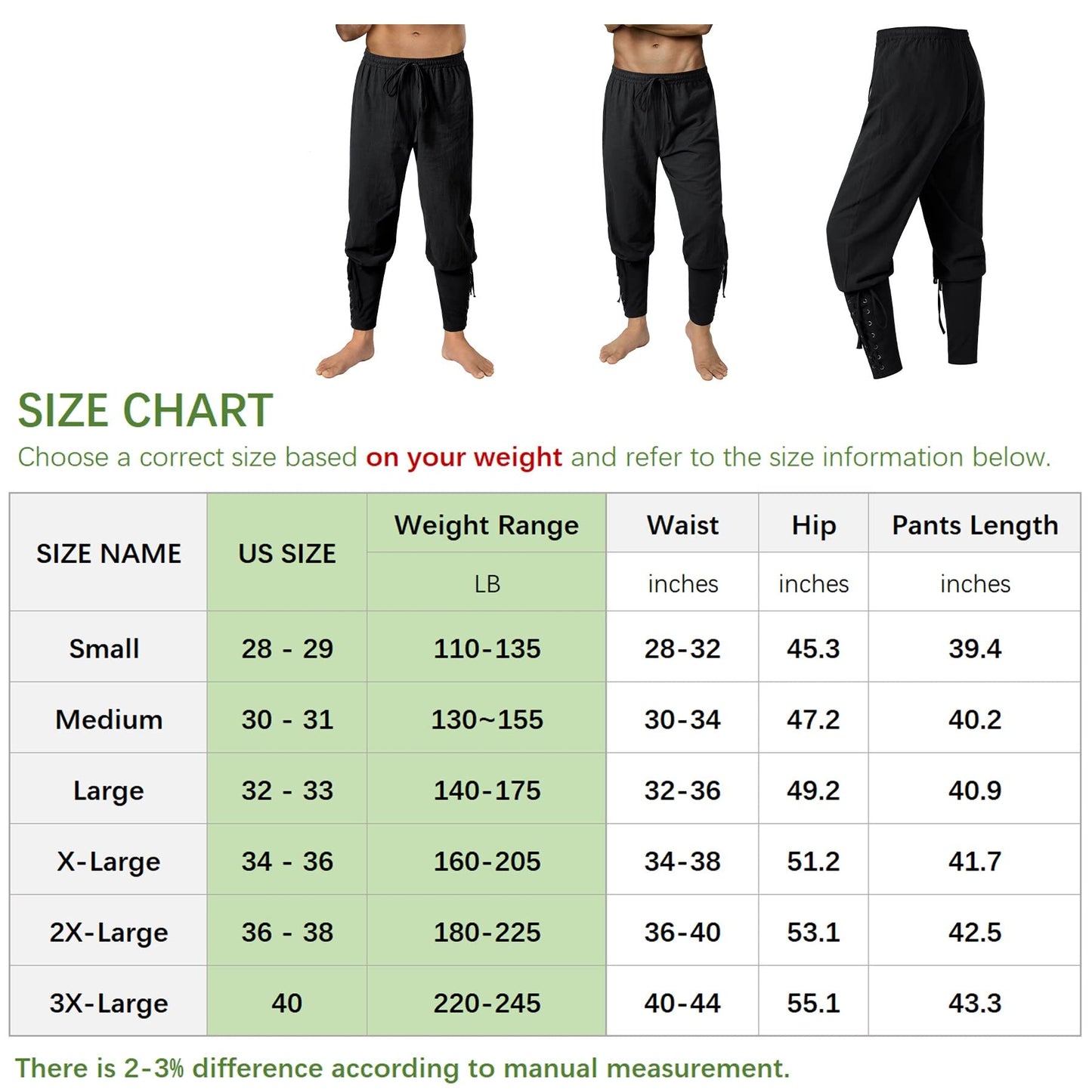 Men's Medieval Ankle Pants - Viking Pirate Renaissance Costume Trousers with Drawstrings & Banded Cuffs 28,29 Army Green